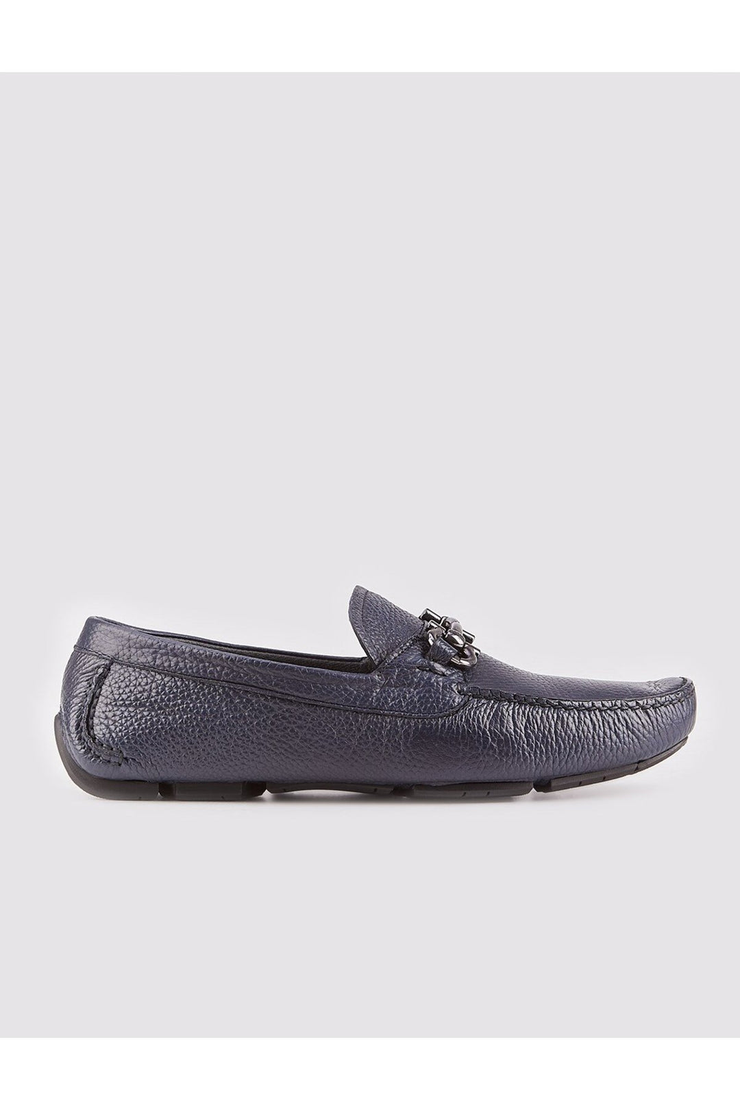 Cabani Shoes Chaussures Loafer pour homme en cuir véritable avec détail de boucle bleu marine - Bleu marine