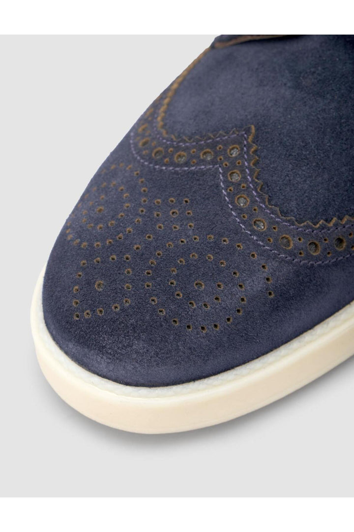 Cabani Shoes Chaussures de ville pour hommes en cuir suédé 100% véritable bleu marine - Bleu marine