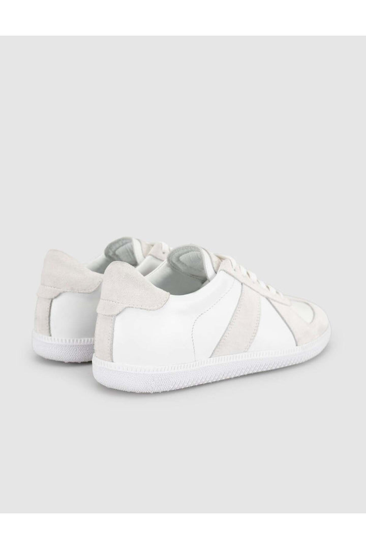 Cabani Shoes Baskets rétro à détails en bandes en cuir véritable blanc pour femme - Blanc
