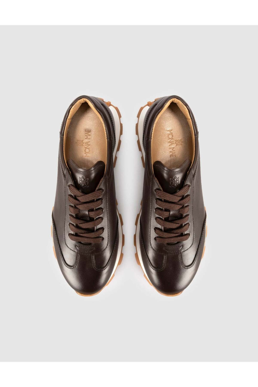Cabani Shoes Baskets pour femmes en cuir véritable marron - Marron