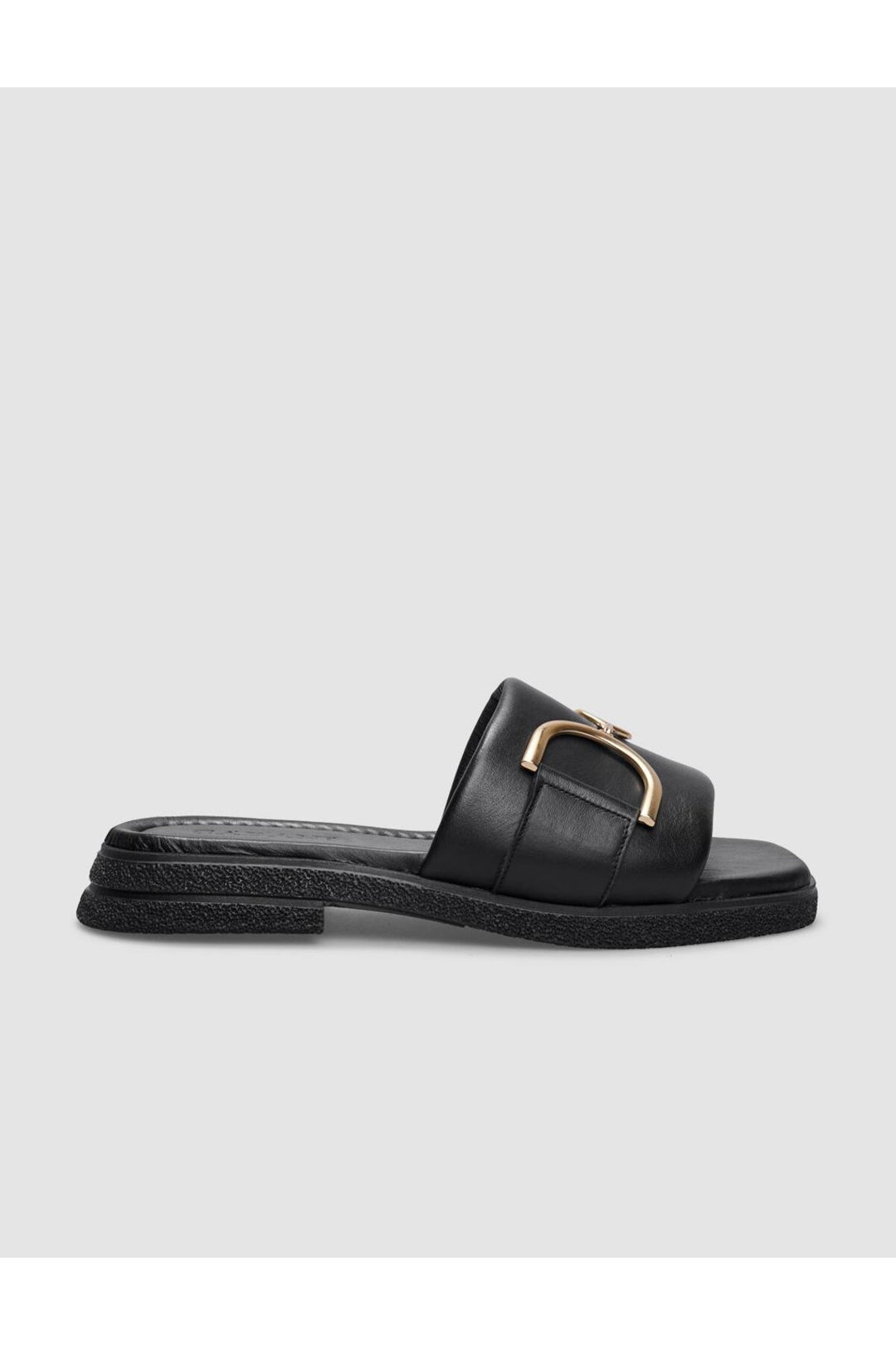 Cabani Shoes Sandales pour femmes en cuir véritable noir avec détail de boucle. - Multicolore