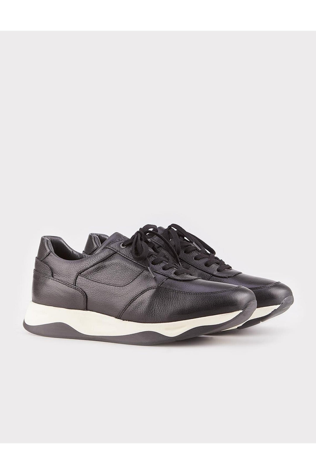Cabani Shoes Baskets de sport pour homme en cuir véritable noir avec fourrure et lacets - Noir