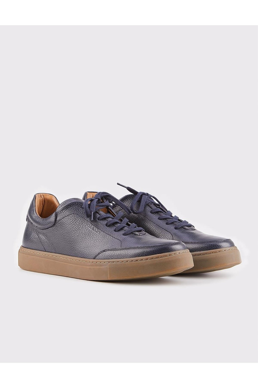 Cabani Shoes Chaussures de sport pour hommes en cuir véritable bleu marine à lacets avec des clous perforés. - Bleu marine