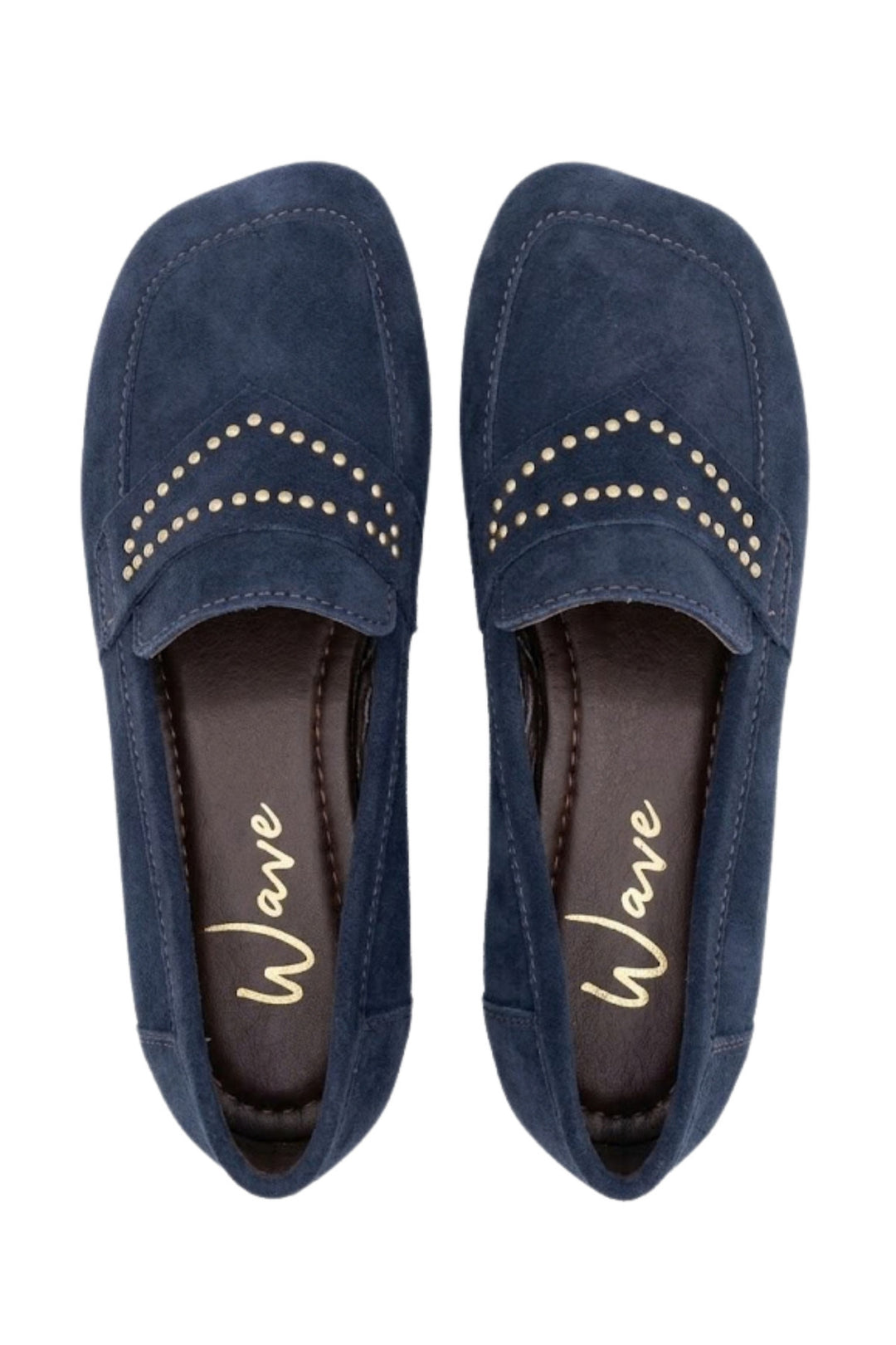 Wavelys RON Bleu marine Cuir Suédé Confortable Semelle Basse Ballerines - Noir