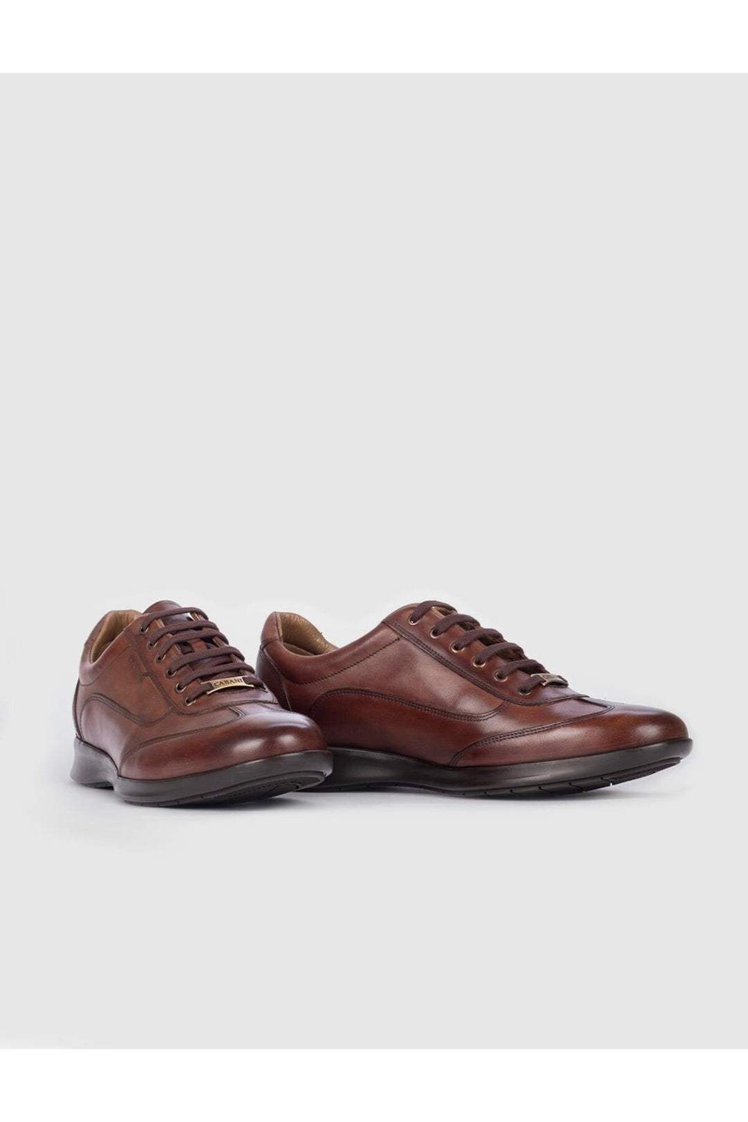 Cabani Shoes Chaussures de ville pour hommes en cuir véritable marron avec lacets et semelle en caoutchouc. - Marron