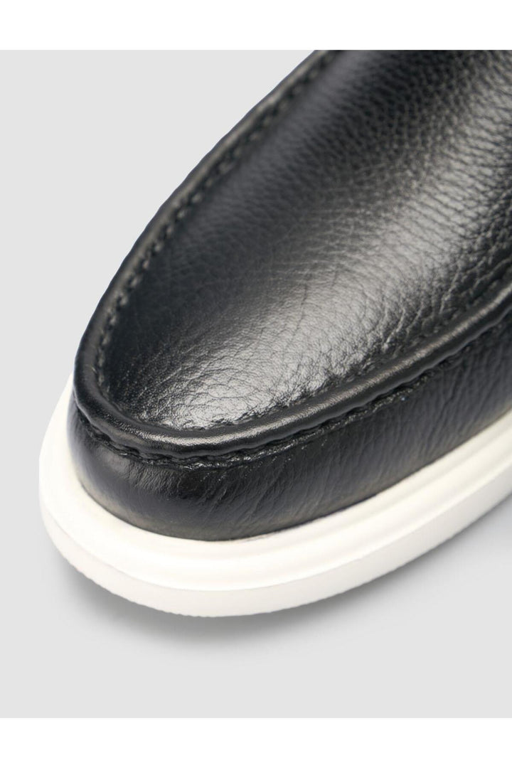 Cabani Shoes Chaussures décontractées pour hommes en cuir véritable noir à texture 100% - Multicolore