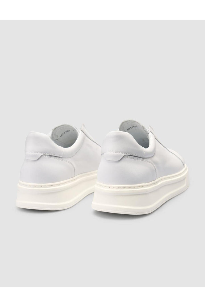Cabani Shoes %100 Cuir véritable Baskets hommes blanches unies - Blanc