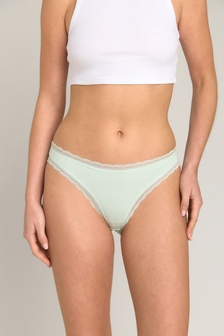 Lovely Things CHERIE Culotte en dentelle mélangée modal - Clair Vert