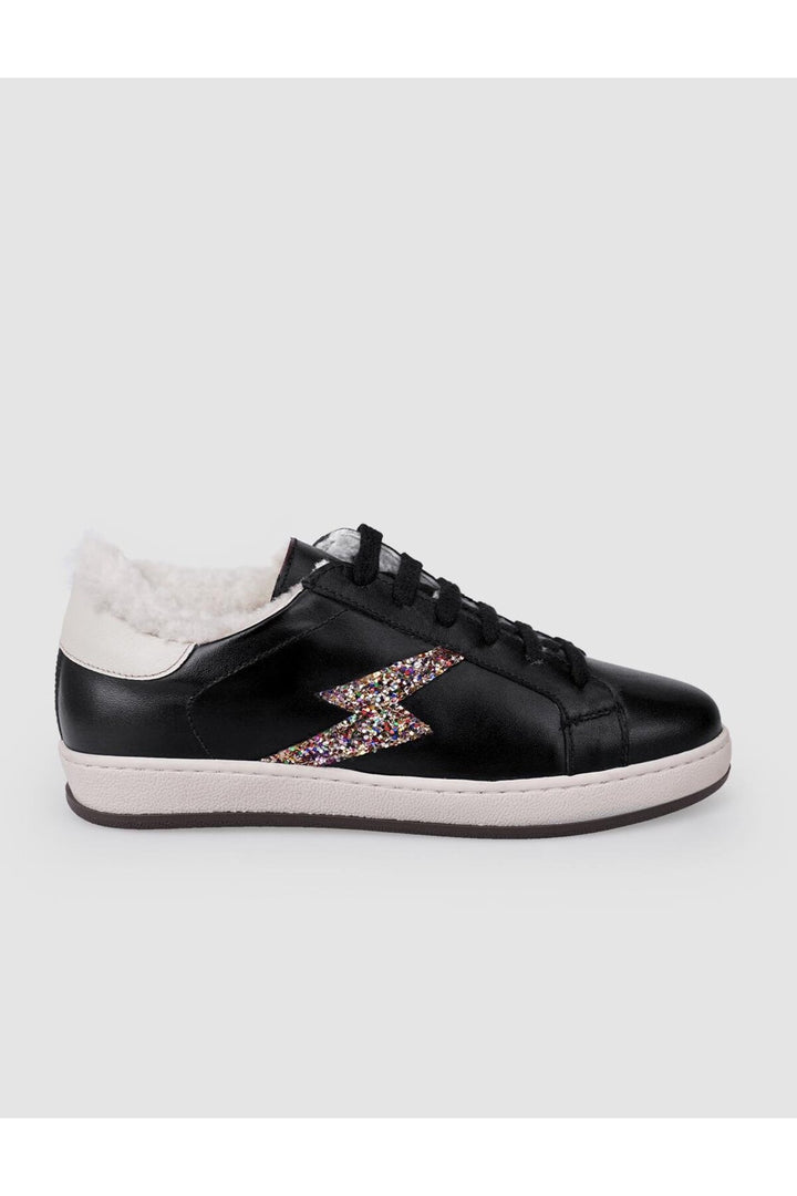 Cabani Shoes %100 Cuir véritable Noir Baskets à lacets fourrées pour femmes - Multicolore