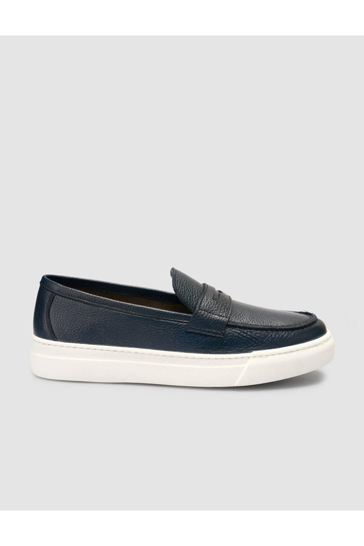 Cabani Shoes %100 Cuir véritable Mocassins pour hommes à bande Bleu marine - Bleu marine
