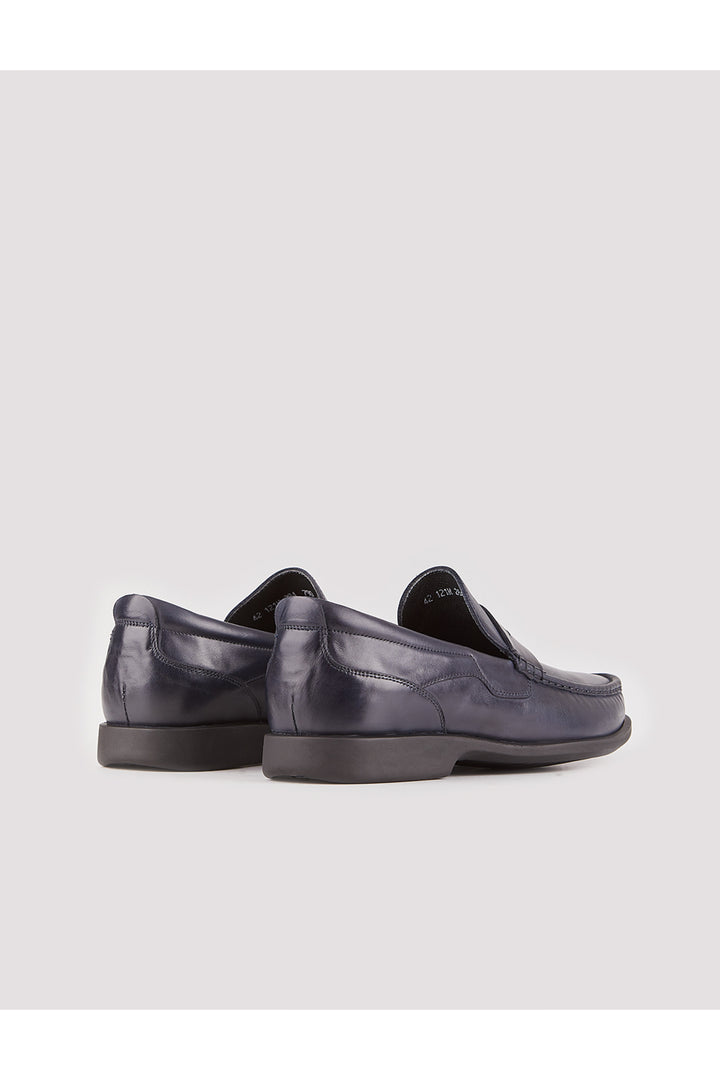 Cabani Shoes Chaussures de ville pour hommes en cuir véritable bleu marine mocassins - Bleu marine