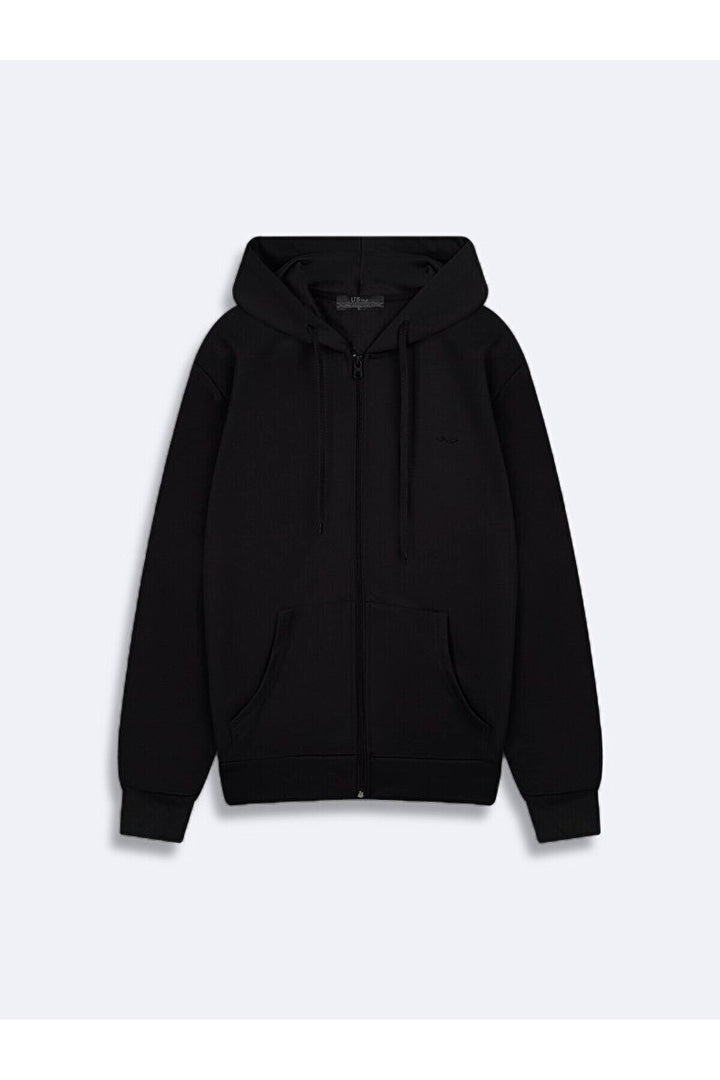 LTB Sweat noir imprimé à poche zippée et capuche