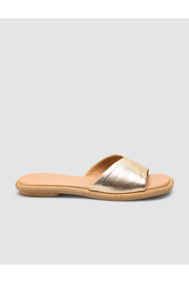 Cabani Shoes Sandales pour femmes en cuir véritable couleur or à 100% - Doré