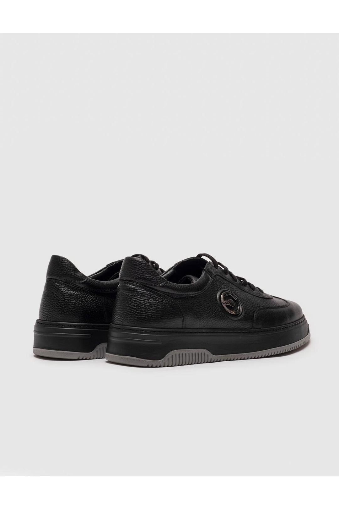 Cabani Shoes Chaussures de sport pour hommes en cuir véritable noir avec lacets et semelle en caoutchouc. - Noir