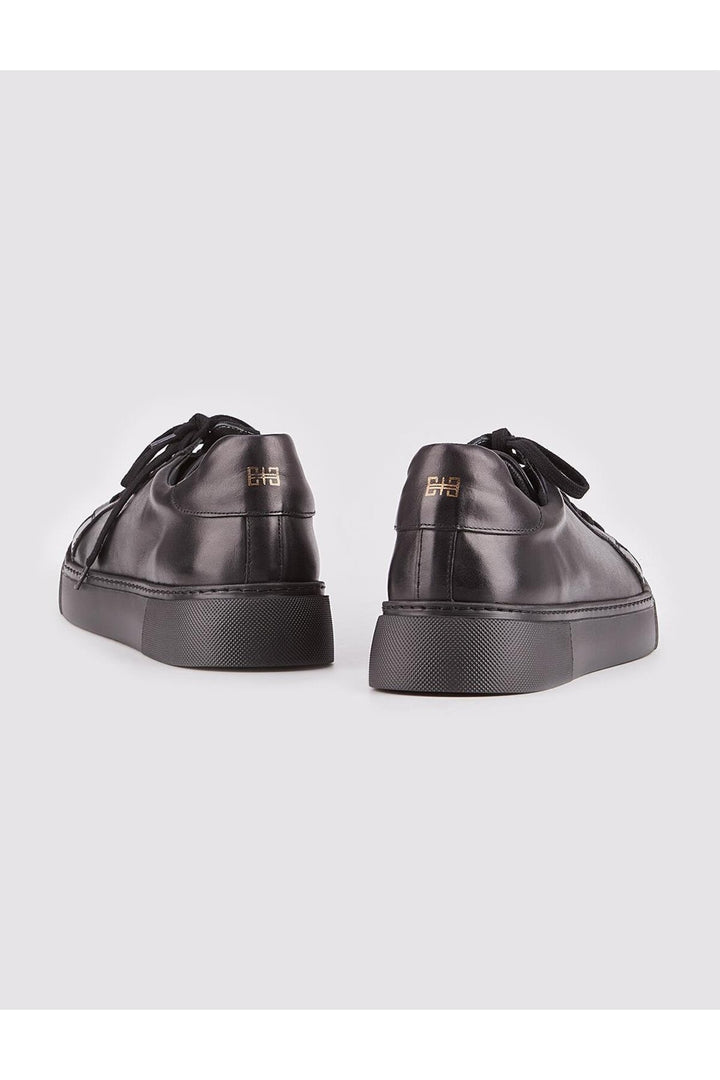 Cabani Shoes Baskets pour hommes en cuir véritable noir avec lacets et semelle en EVA - Noir