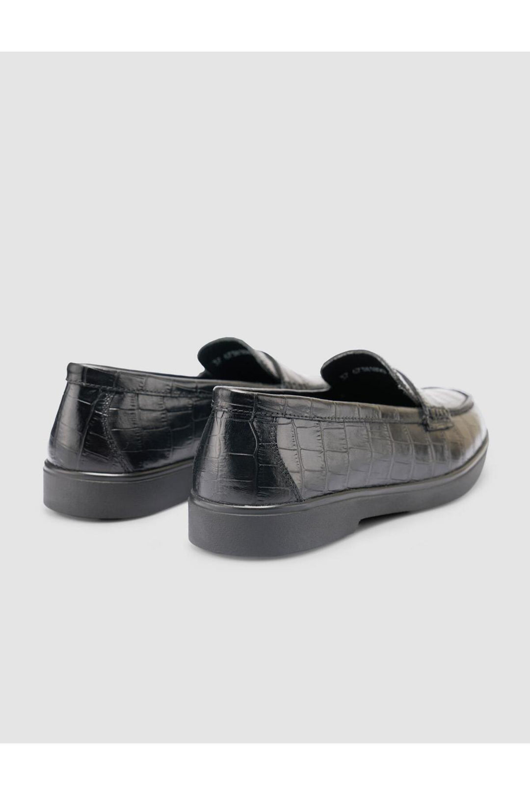 Cabani Shoes %100 Cuir Véritable Noir Motif Croco Mocassins Femme - Noir