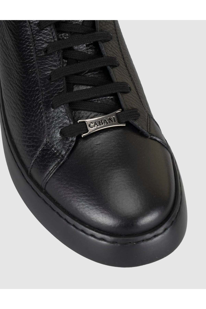 Cabani Shoes Baskets homme en cuir de veau véritable noir à lacets. - Multicolore