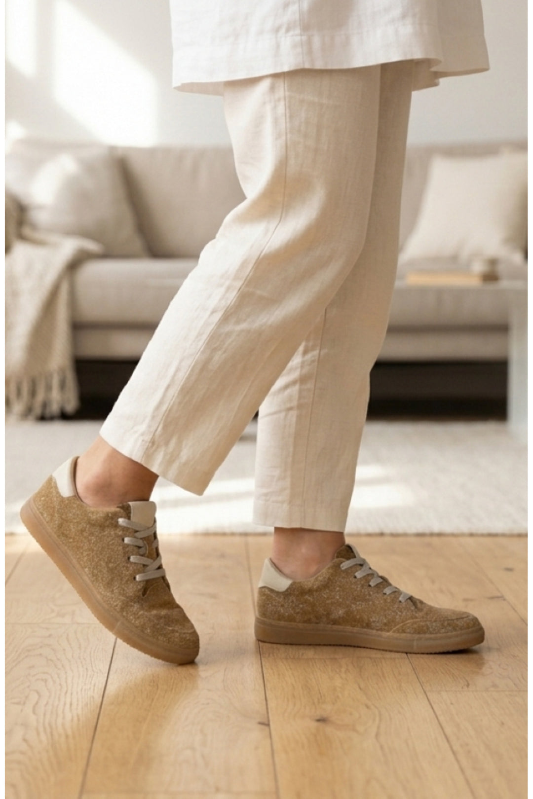 Wavelys Baskets texturées couleur tabac pour femme - Tabac