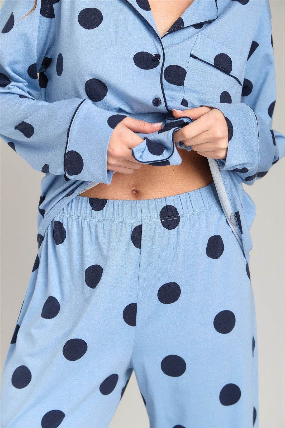 Lovely Things Bas de pyjama pointu en tricot LUNA - Bleu