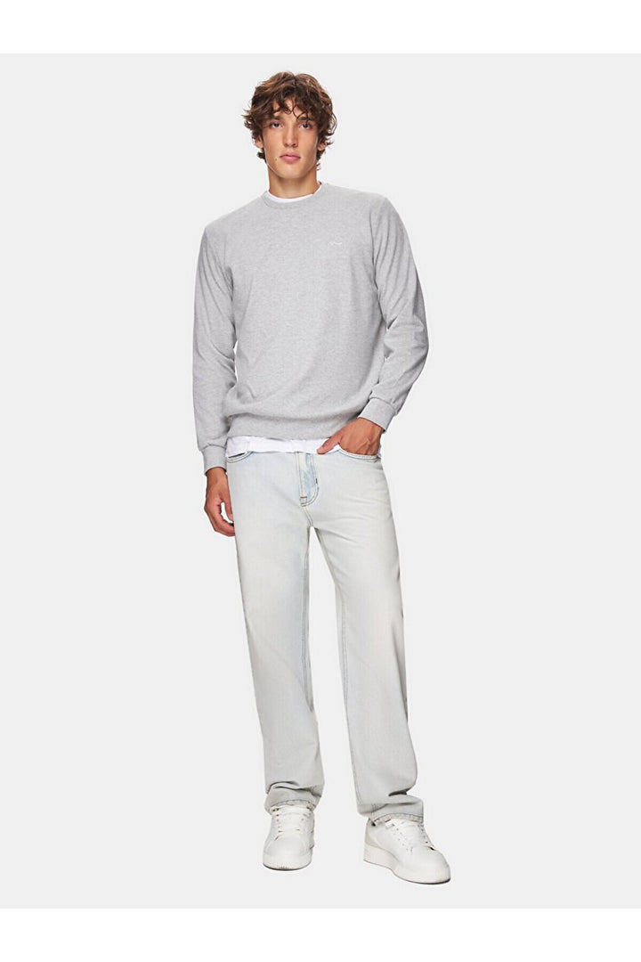 LTB Sweat-shirt gris à manches longues avec encolure en O
