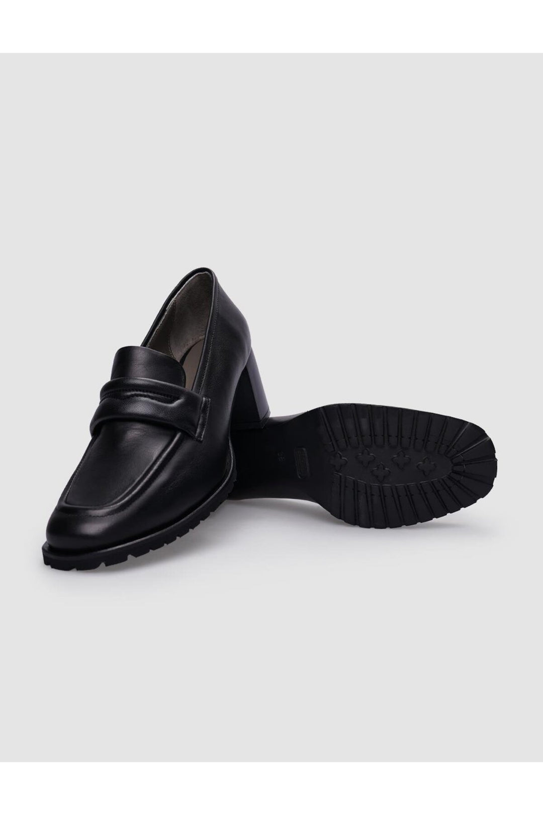 Cabani Shoes Chaussures à talons épais pour femmes en cuir véritable noir 100% - Multicolore