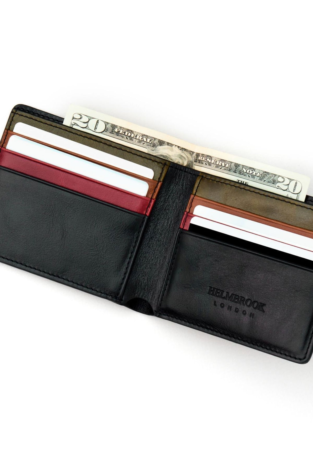 helmbrook Portefeuille en cuir véritable pour homme Slim Design Multi-Bay RFID Protected Eldridge Black Plus