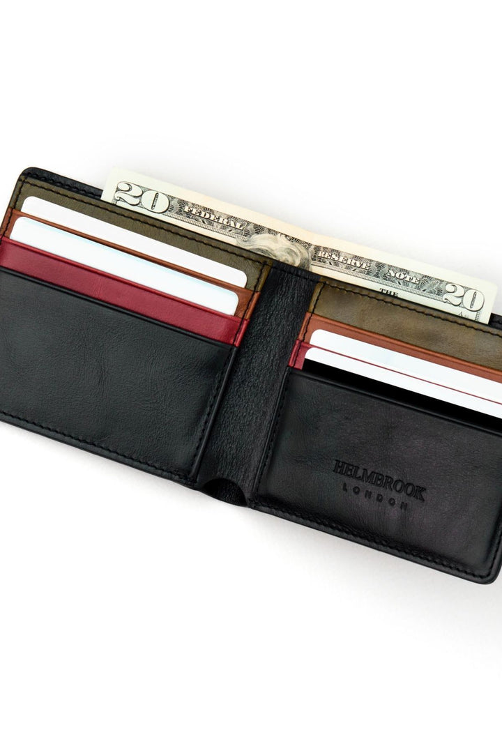 helmbrook Portefeuille en cuir véritable pour homme Slim Design Multi-Bay RFID Protected Eldridge Black Plus