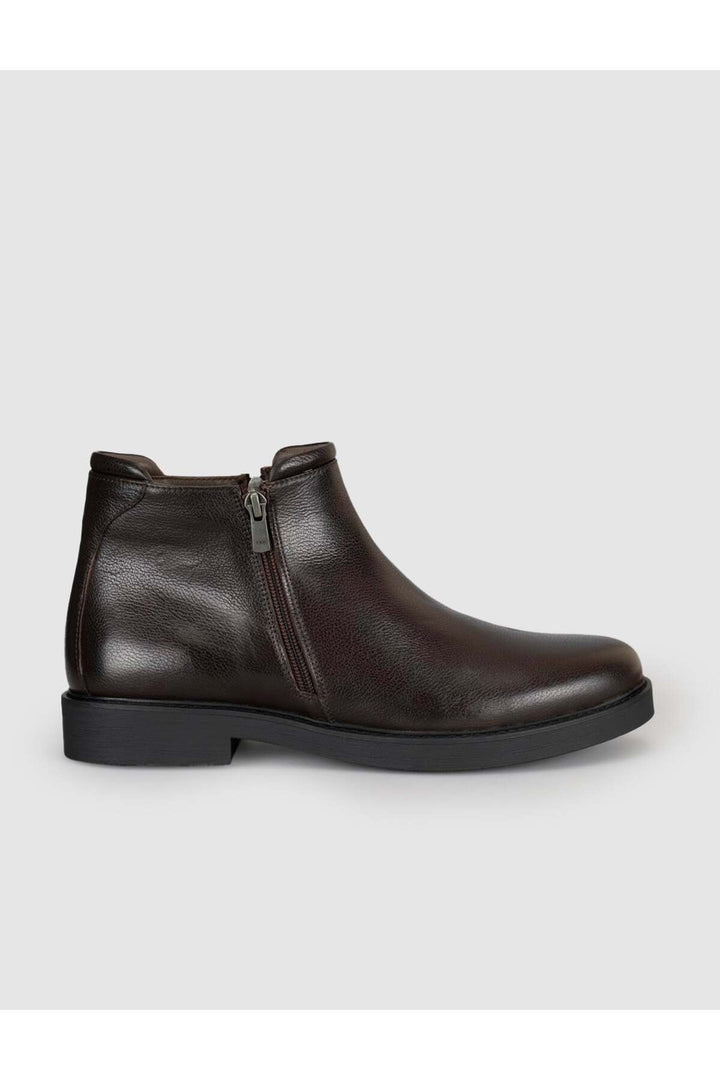 Cabani Shoes Bottines pour hommes en cuir véritable marron foncé avec fermeture éclair - Multicolore