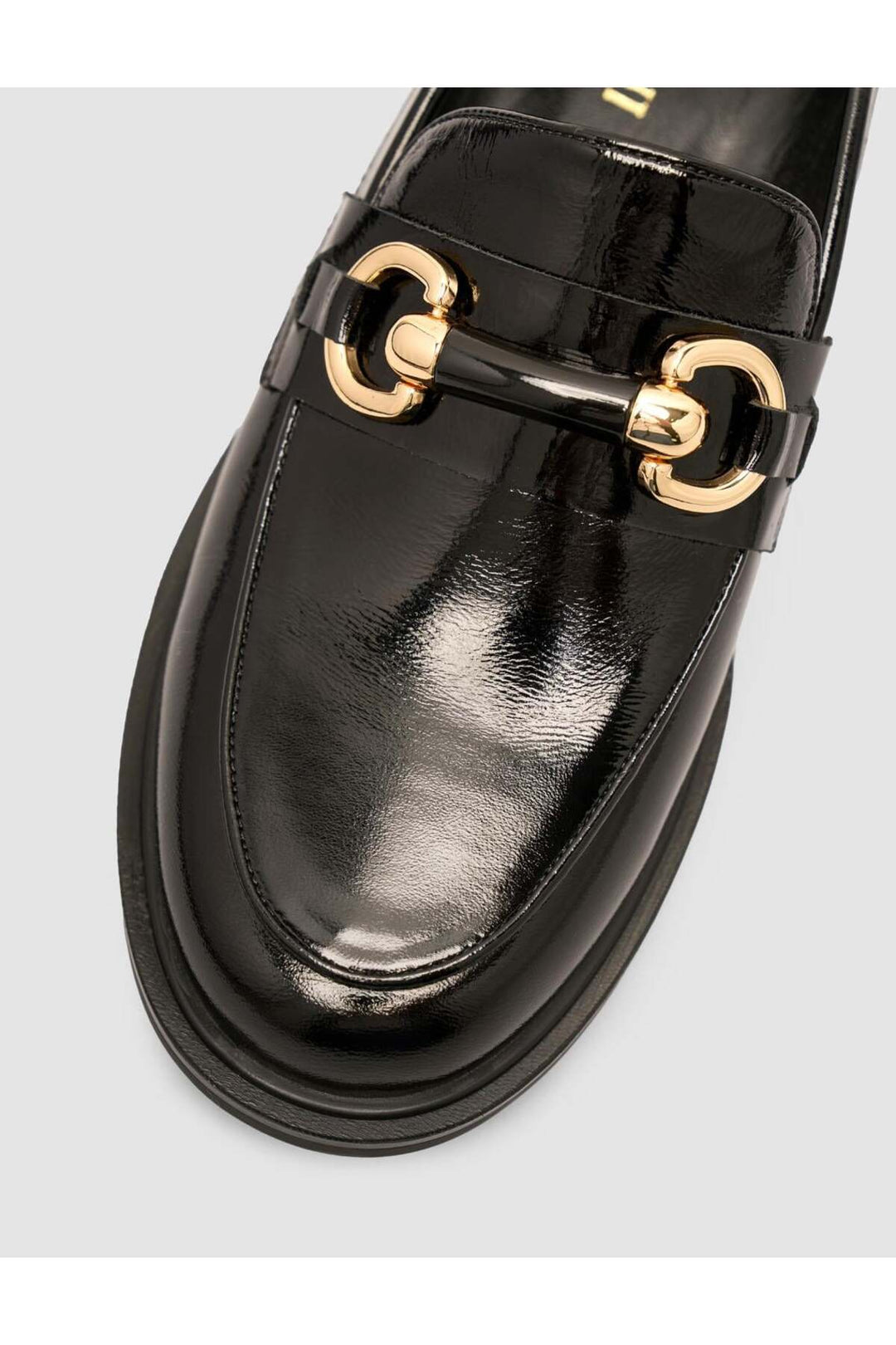 Cabani Shoes Chaussures Loafer pour femmes en cuir véritable verni noir avec boucle à 100% - Noir