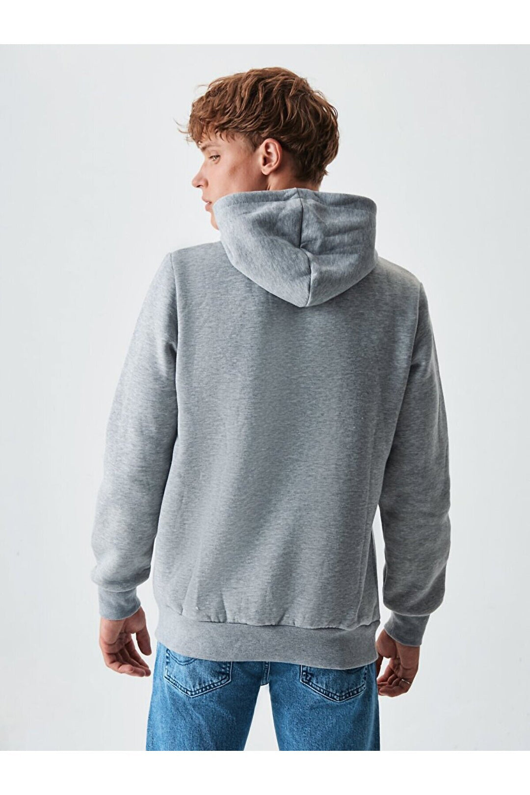 LTB Sweat-shirt gris coupe droite à capuche tendue sans fermeture éclair