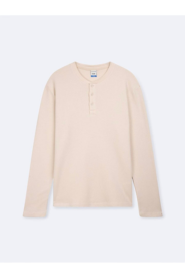 LTB Sweat-shirt crème boutonné sur le devant à manches longues