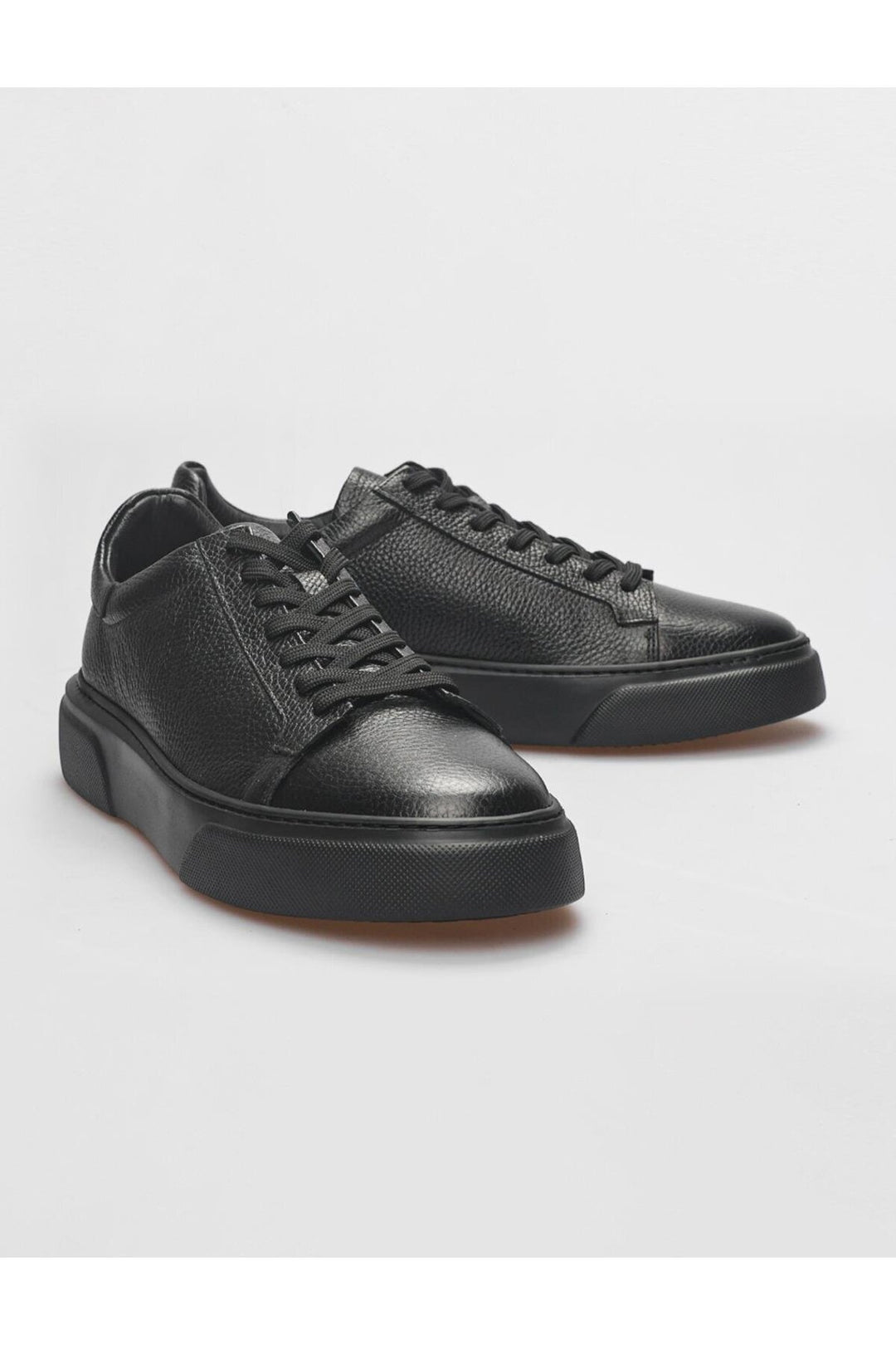 Cabani Shoes Savona Chaussures de sport pour hommes en cuir véritable noir à lacets - Noir