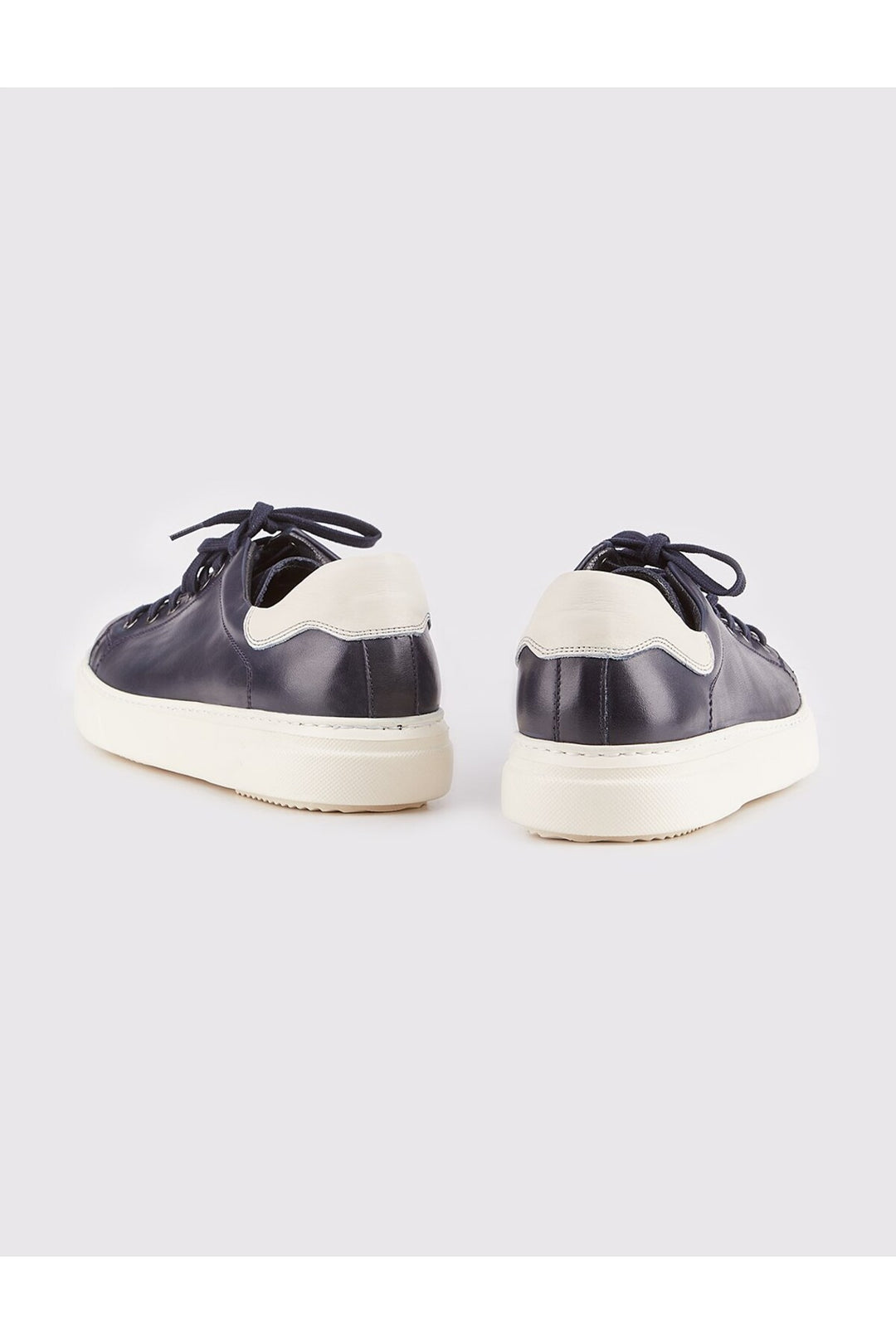 Cabani Shoes Chaussures de sport pour hommes en cuir véritable bleu marine à lacets - Bleu marine