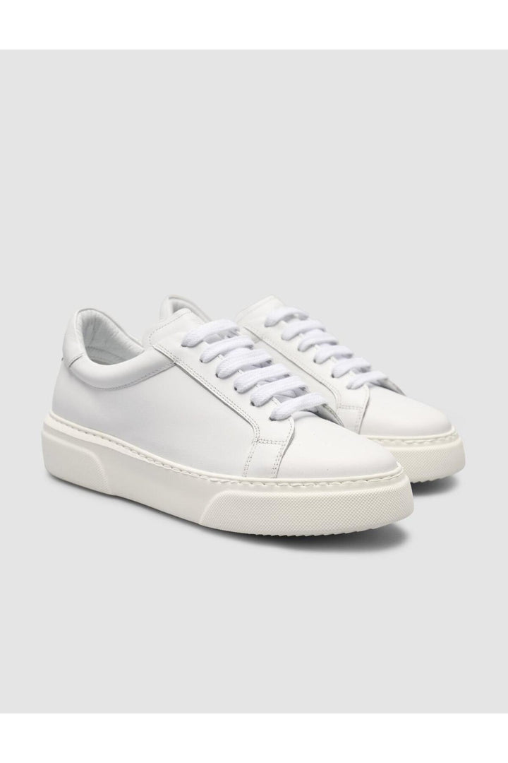 Cabani Shoes MonaMae Baskets Femme en Cuir Véritable Blanc 100% - Blanc