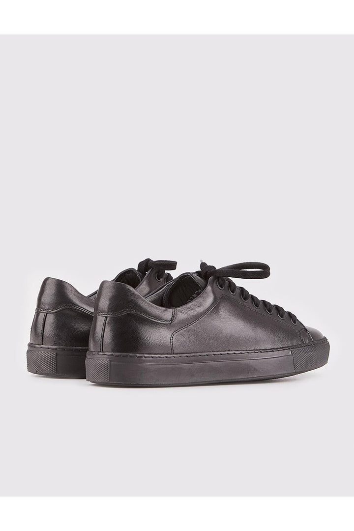 Cabani Shoes Chaussures de sport pour femmes en cuir véritable noires à lacets et coutures. - Multicolore