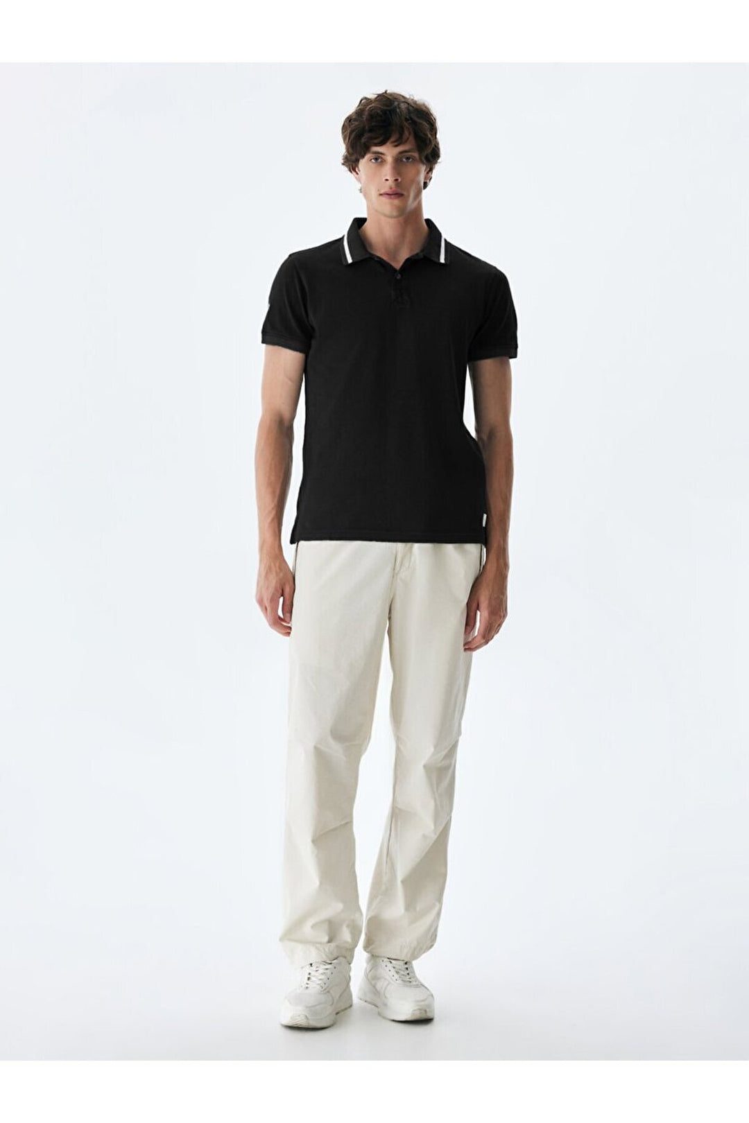 LTB T-shirt noir à col polo effet pâle