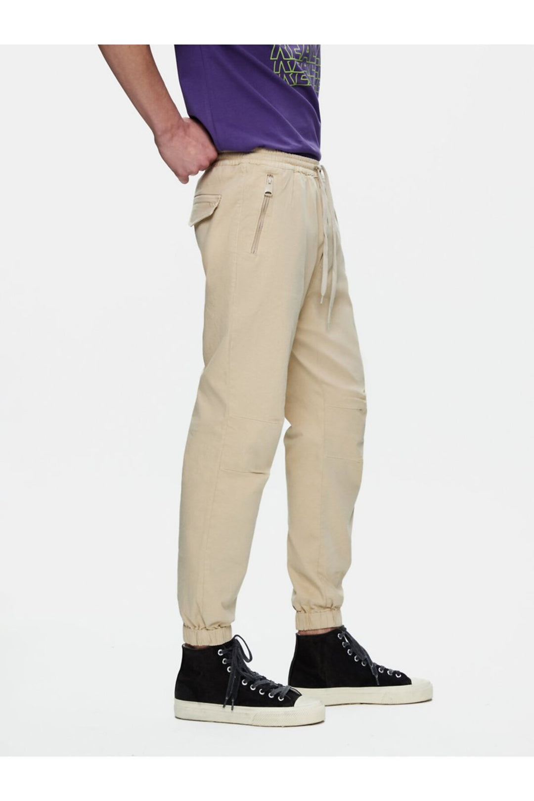 LTB Pantalon gabardine beige à taille élastique