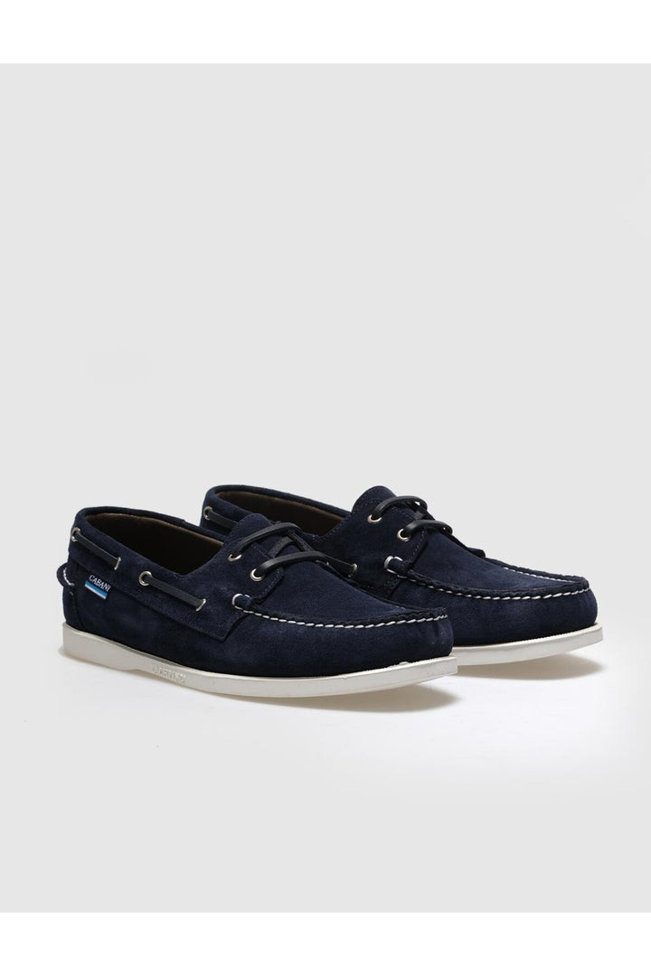 Cabani Shoes Chaussures de ville pour hommes en cuir véritable en suède bleu marine - Bleu marine