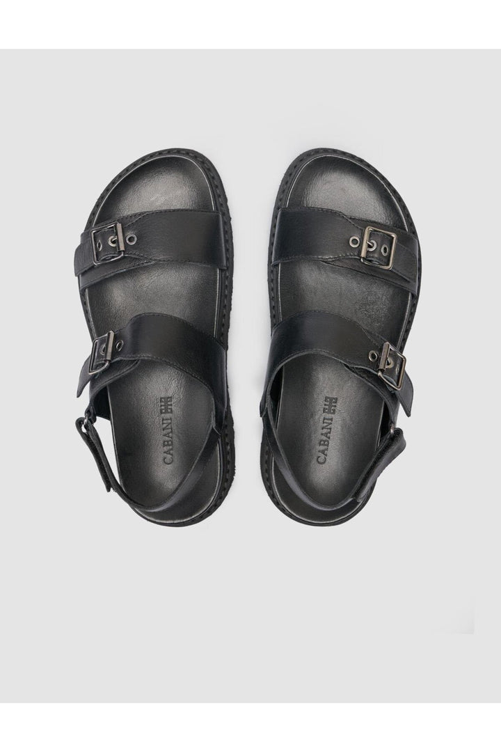Cabani Shoes %100 Cuir véritable Sandales noires pour femmes - Multicolore
