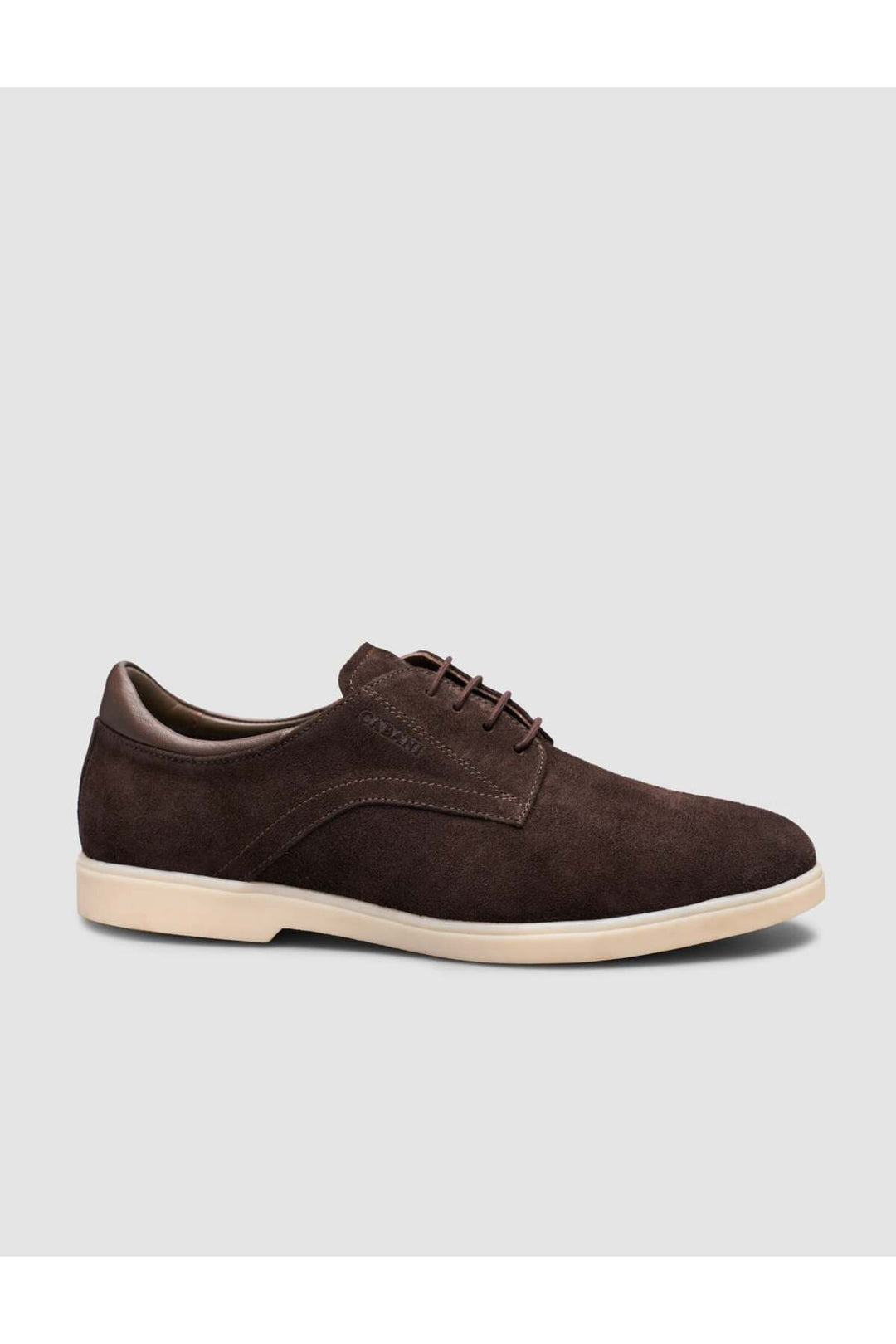 Cabani Shoes Chaussures pour hommes en cuir véritable de veau avec texture en daim, à lacets, couleur marron. - Marron