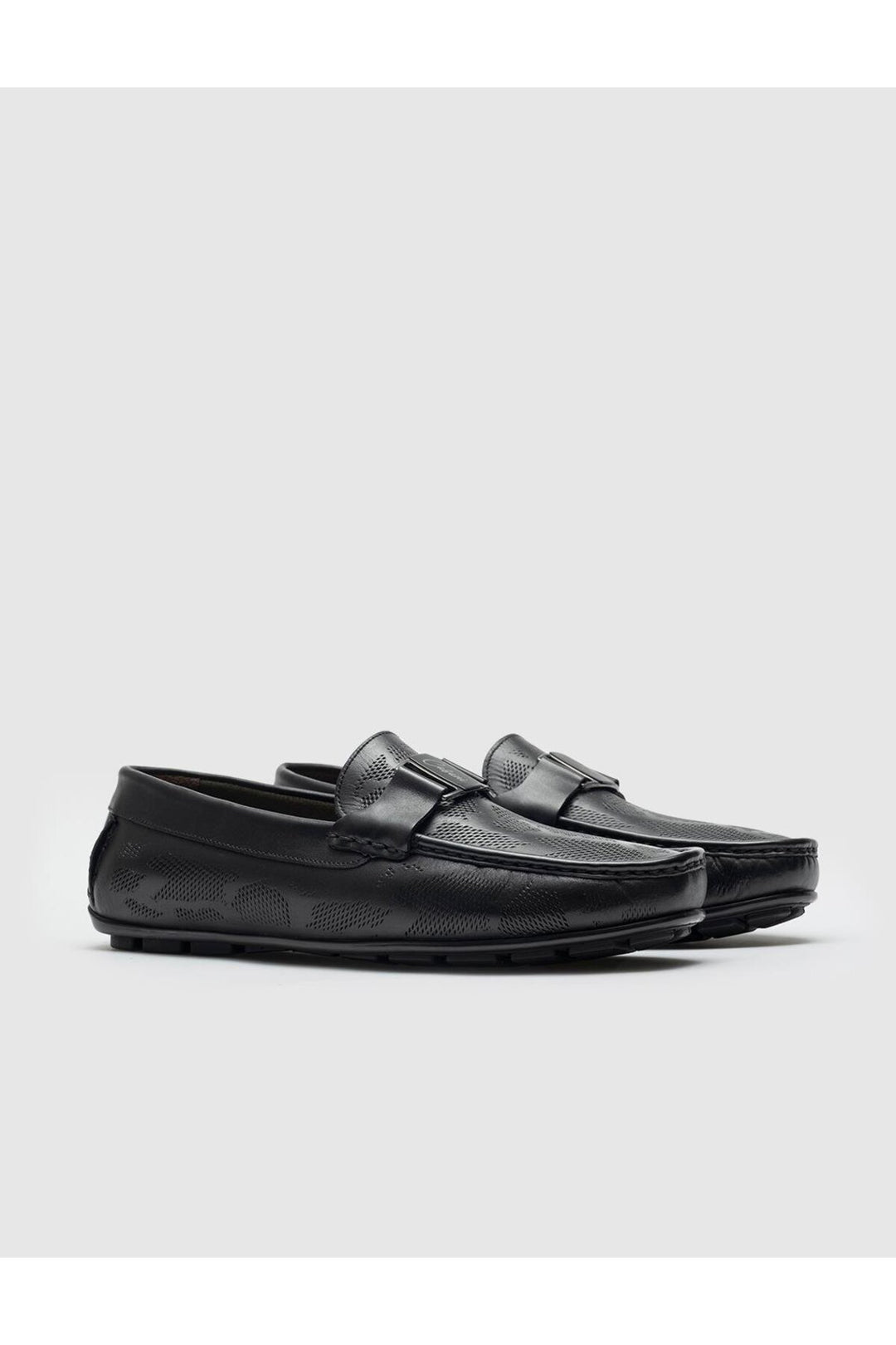 Cabani Shoes Mocassins pour hommes en cuir véritable noir avec motif camouflage - Noir