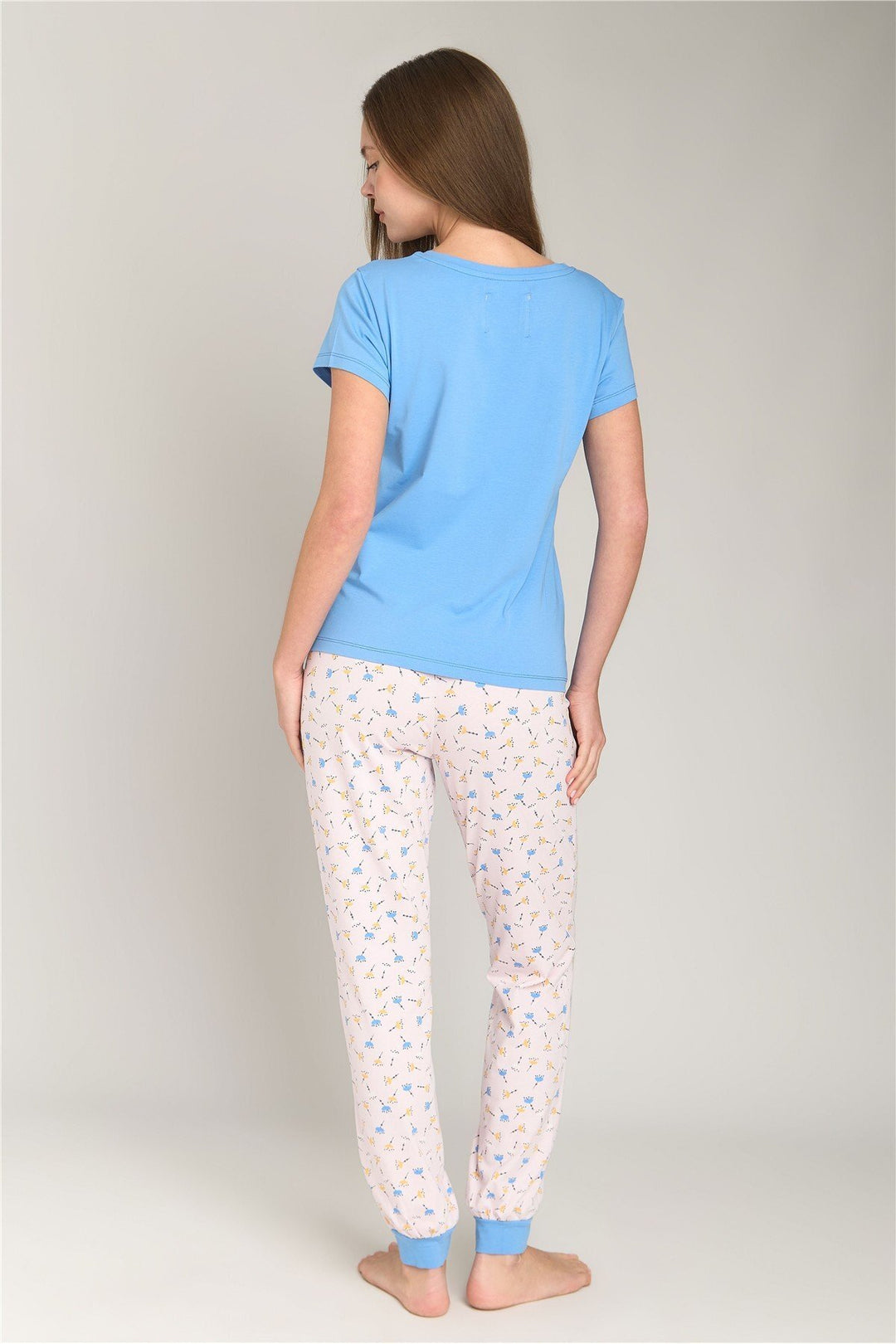 Lovely Things Ensemble de pyjamas avec t-shirt tricoté à manches courtes DREAM - Bleu clair