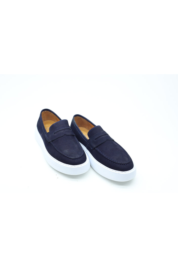 Wavelys ENRIC Homme Chaussures Décontractées Élégantes en Cuir Véritable Mocassins - Bleu marine