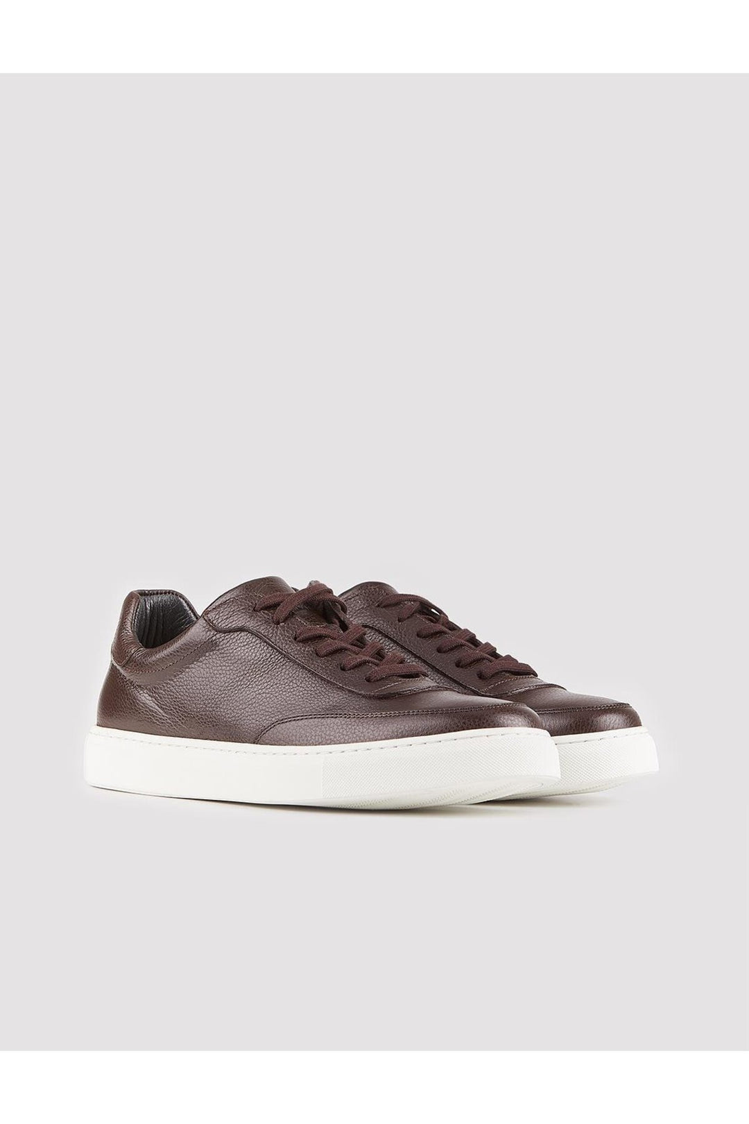 Cabani Shoes Chaussures de sport pour hommes en cuir véritable, à lacets, marron avec semelle blanche. - Marron