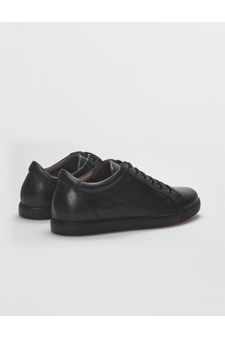 Cabani Shoes Chaussures de sport pour hommes en cuir véritable noires à lacets - Noir
