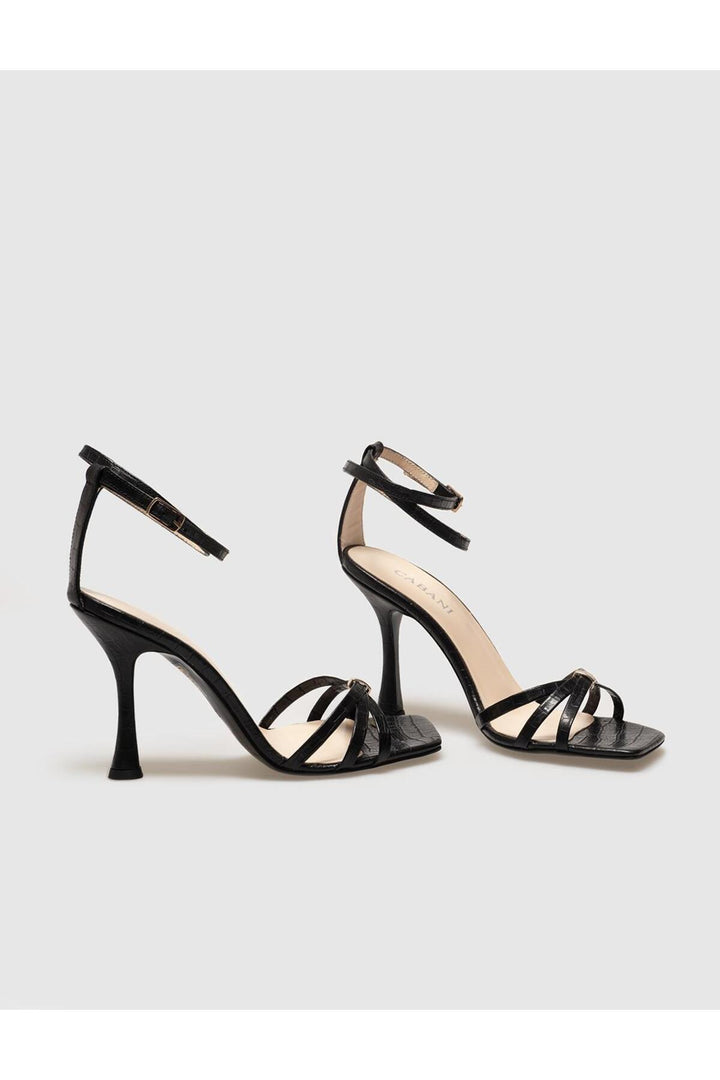 Cabani Shoes Chaussures à talons fins pour femmes en cuir véritable avec boucle noire - Multicolore