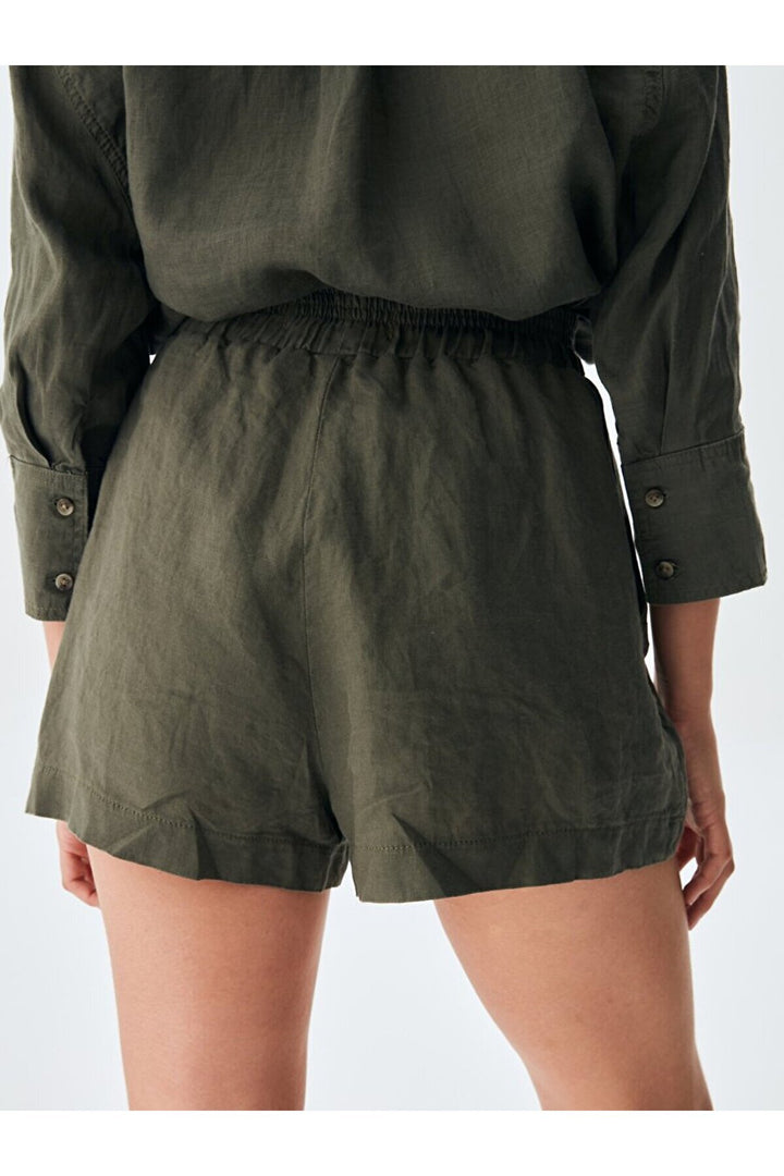 LTB Short vert aspect lin avec poches