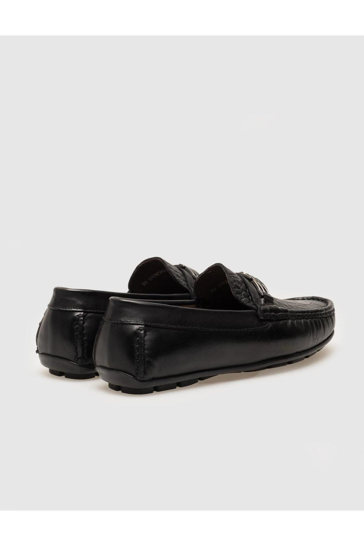 Cabani Shoes Loafer pour homme en cuir véritable avec détails noirs - Noir