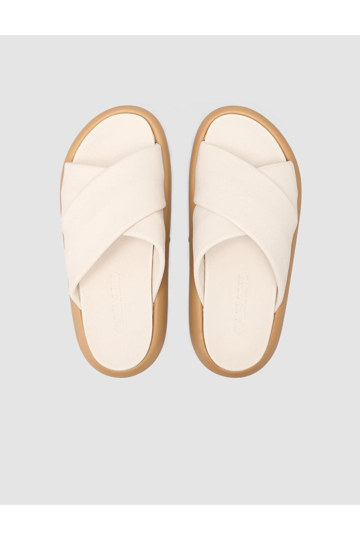 Cabani Shoes %100 Cuir véritable Pantoufle femme blanc cassé - Blanc