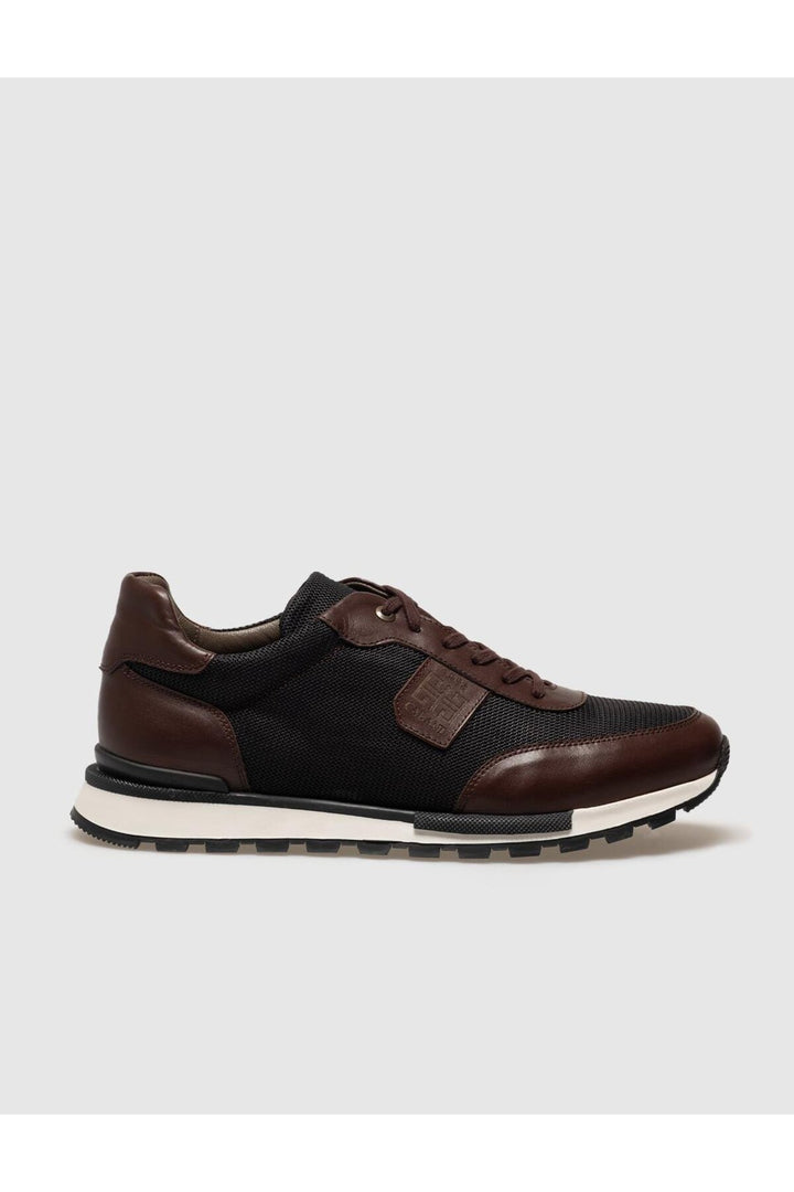 Cabani Shoes Chaussures de sport pour hommes en cuir véritable marron à lacets - Marron